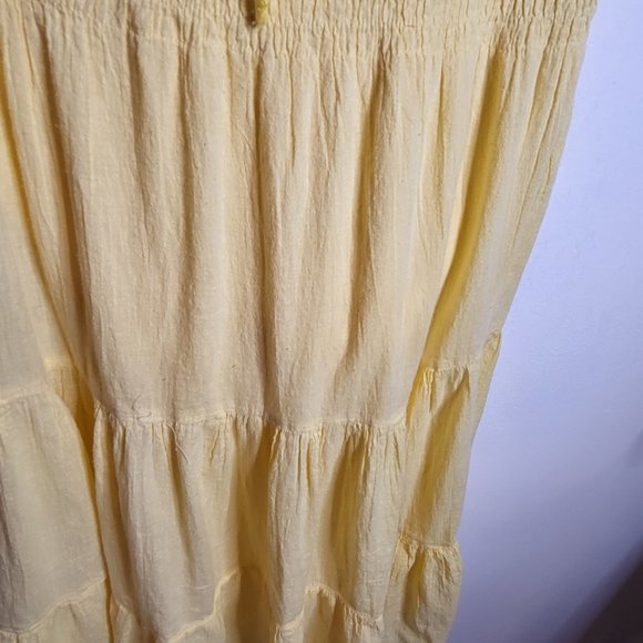 Womens Mlle Gabrielle Sun Dress, Yellow, ruffle tiered, soft gauze, lined, sz. M - Picture 4 of 6